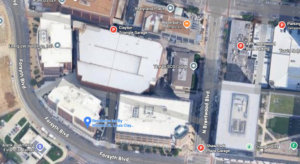 Map to Clayton Triangle Garage parking